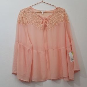 Decree Lace Up Babydoll Top - Juniors Plus